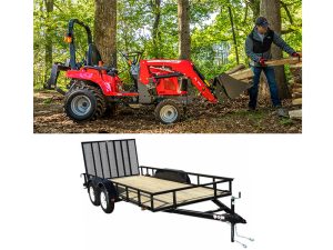 Massey Ferguson Tractor Package #MTA2 with GC1725MB tractor and Triple Crown 7x20 equipment trailer for farm, yard, and hauling tasks